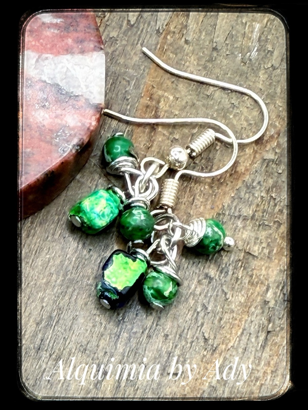 Green turquoise Dangle Bead Earrings